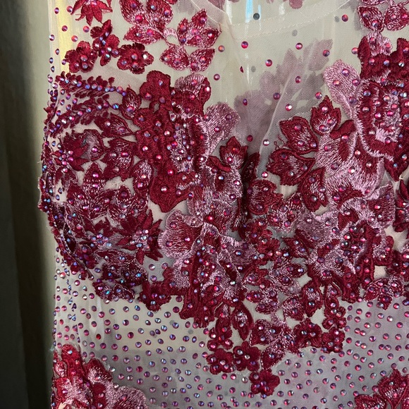 One of a kind red rhinestone prom gown!! - Picture 3 of 9